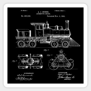 Locomotive engine 1891 Patent / Locomotive Blueprint / locomotive engine Patent Illustration Sticker